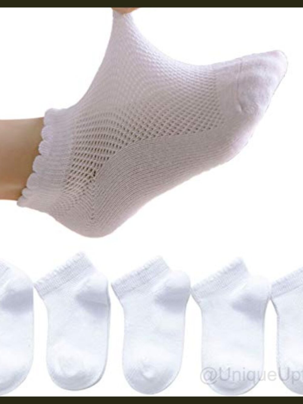 Toddler Cotton Mesh No Show Ankle Socks 5 Pack Low Cut Kids